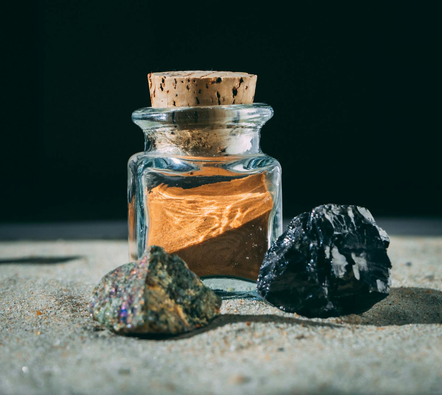 sand in corked bottle